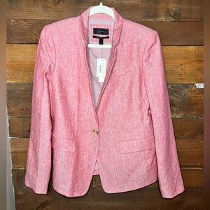 J.Crew Regent Blazer - Size 14 - 100% Linen - Red-Pink